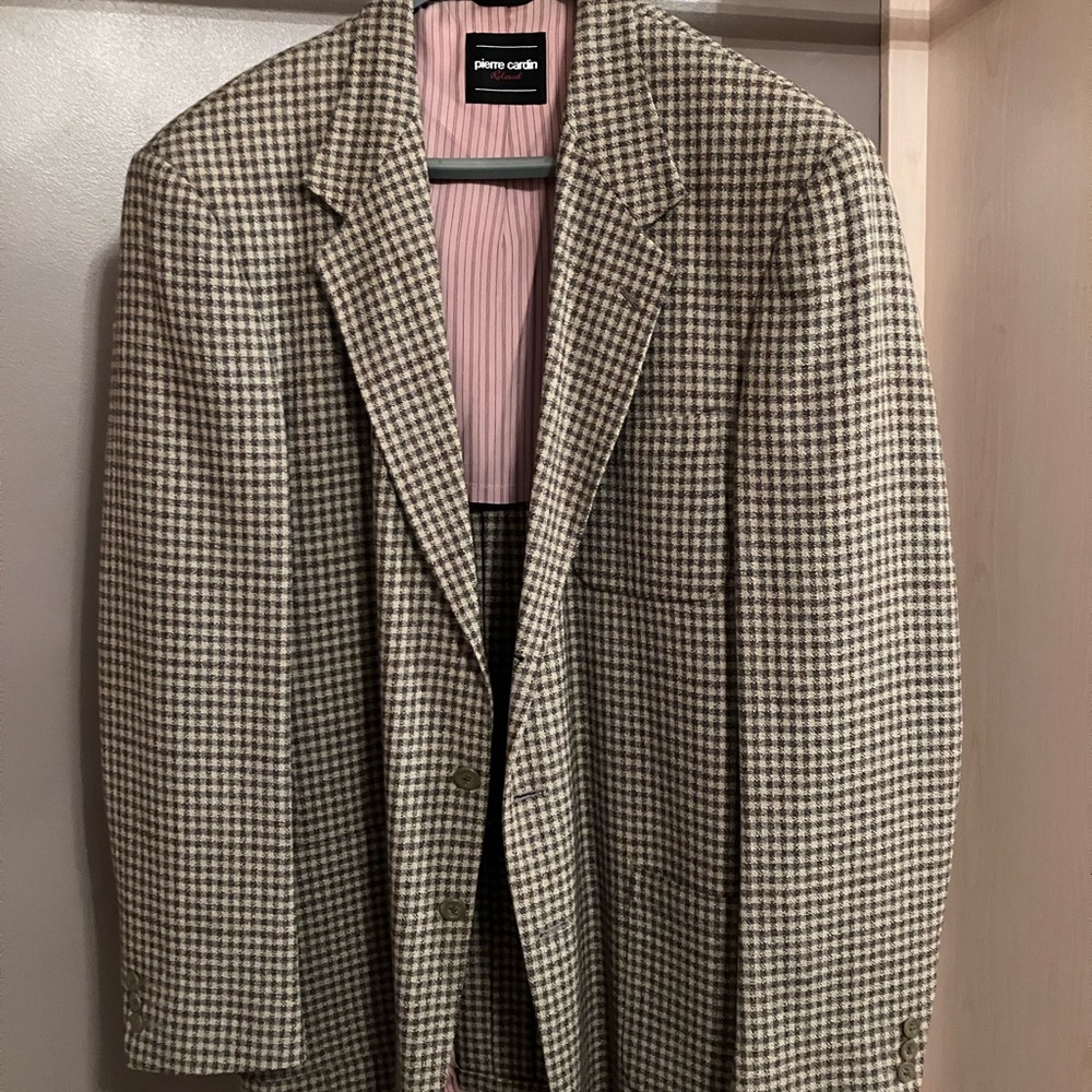 Pierre Cardin Men's Houndstooth Blazer - Tan and Brown